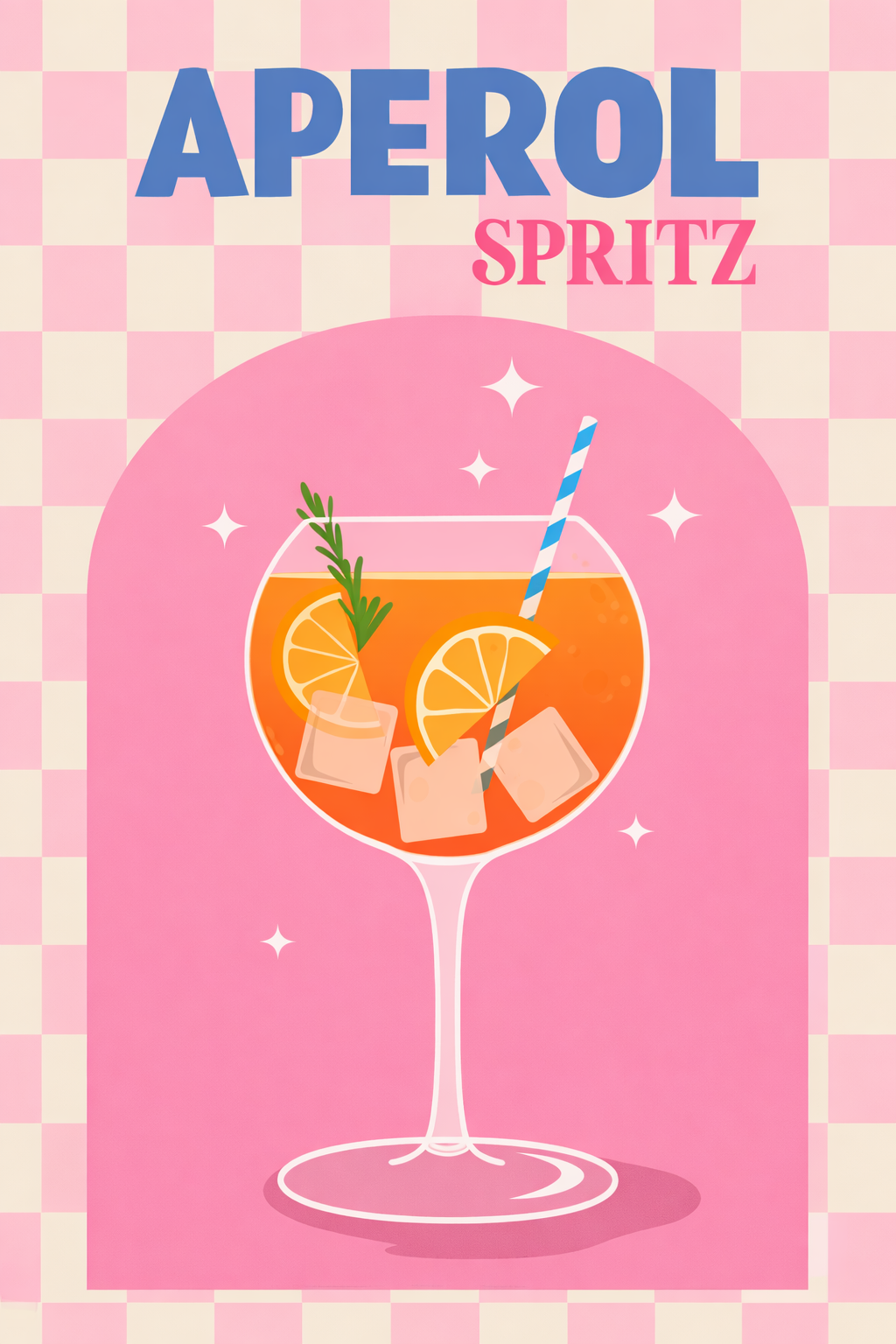 Checkered Aperol Spritz Diamond Painting Kit